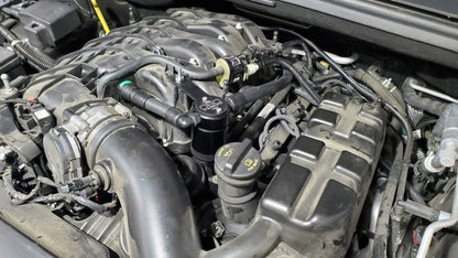 J&amp;L 16-25 Dodge Durango / Jeep Grand Cherokee 3.6L Oil Separator 3.0 Passenger Side - Black Anod