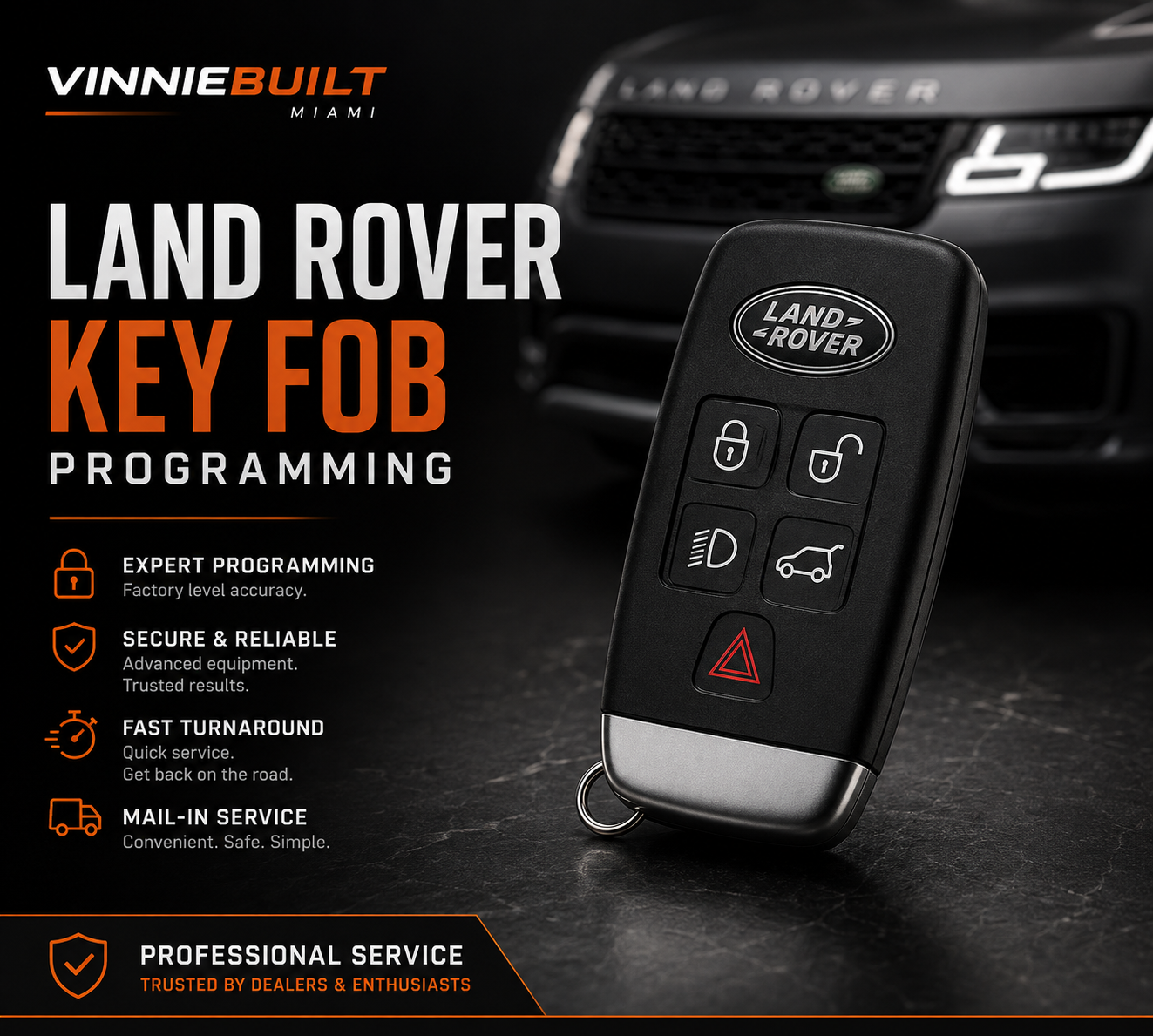 2012-2020 Land Rover / Range Rover Key Fob + Programming Service