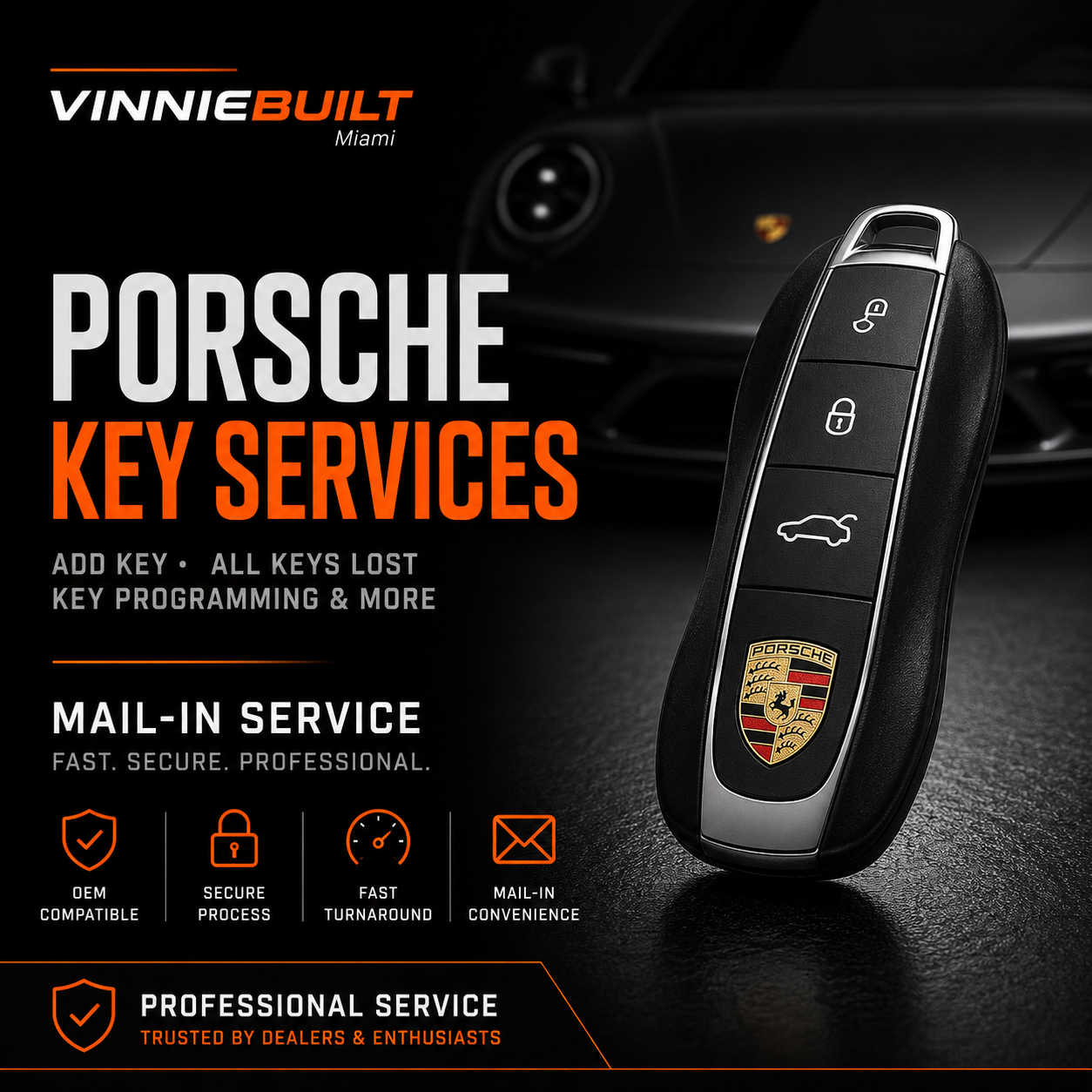 2010-2018 Porsche Key Fob + Programming Service