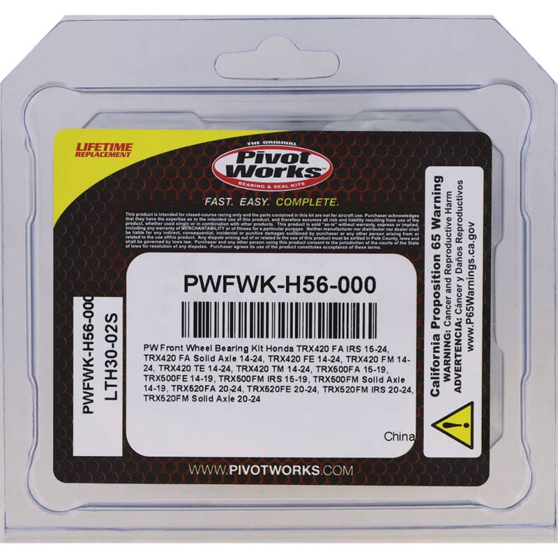 Pivot Works 15-23 Honda TRX420 FA IRS Front Wheel Bearing Kit