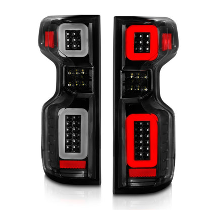 ANZO 19-21 Chevy Silverado Full LED Taillights Black Housing Clear Lens G2 (w/C light Bars)