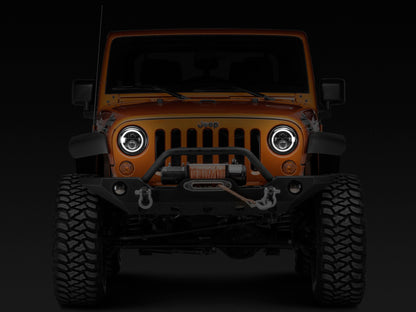 Raxiom 97-18 Jeep Wrangler TJ/JK Axial Halo Headlights w/ DRL Amber Signals- Black Hsng (Clear Lens)