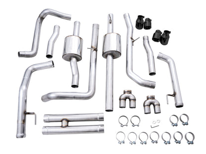 AWE Tuning 4th Gen GM 1500 6.2L 0FG Cat-Back Split Rear Exit (w/ Bumper Cutouts) - Quad Diamond Tips