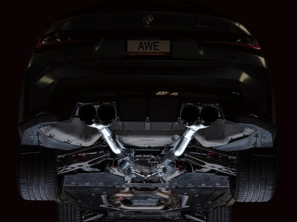 AWE Tuning Track Edition Cat-Back Exhaust for BMW G8X M3/M4 - Diamond Black Tips