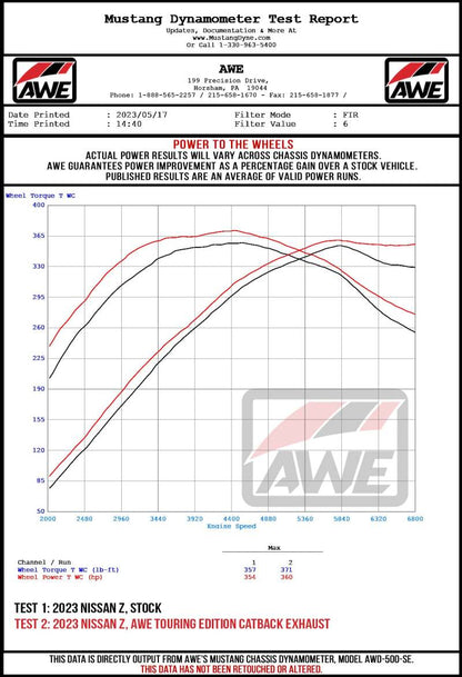 AWE Tuning 2023 Nissan Z RZ34 RWD Touring Edition Cat-Back Exhaust System w/ Diamond Black Tips