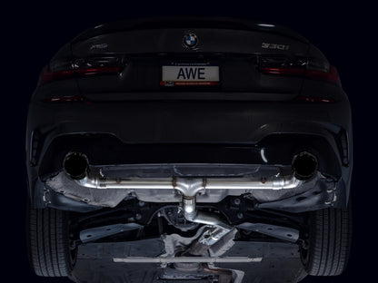 AWE Tuning 19-23 BMW 330i / 21-23 BMW 430i Base G2X Track Edition Axle-Back Exhaust - Diamond Black